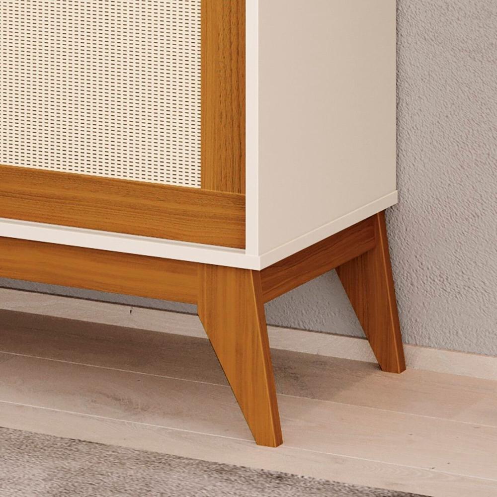 Miniatura Rack 100% MDF para Tv 75 Polegadas com Portas em Tela Rattan Andros Rack para Tv 75 Polegadas com Portas em Tela Rattan Andros Off White