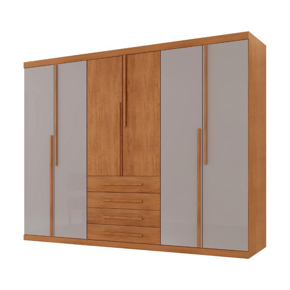 Miniatura Guarda Roupa Casal Matteo 100%mdf 6pts 4gvts Moderna Mobília Naturalle/off White