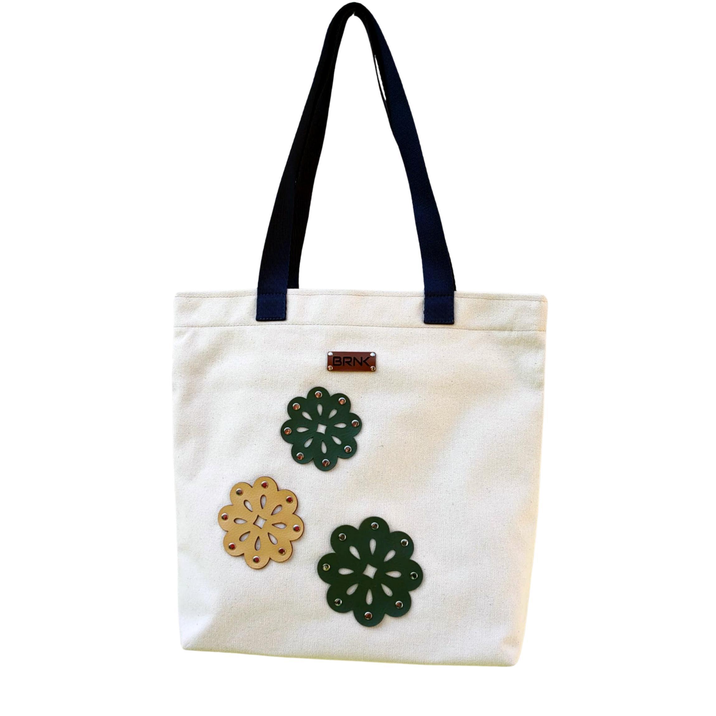 Miniatura Bolsa Feminina Brnk Lona Cru Aplique Flores Versão Brasil