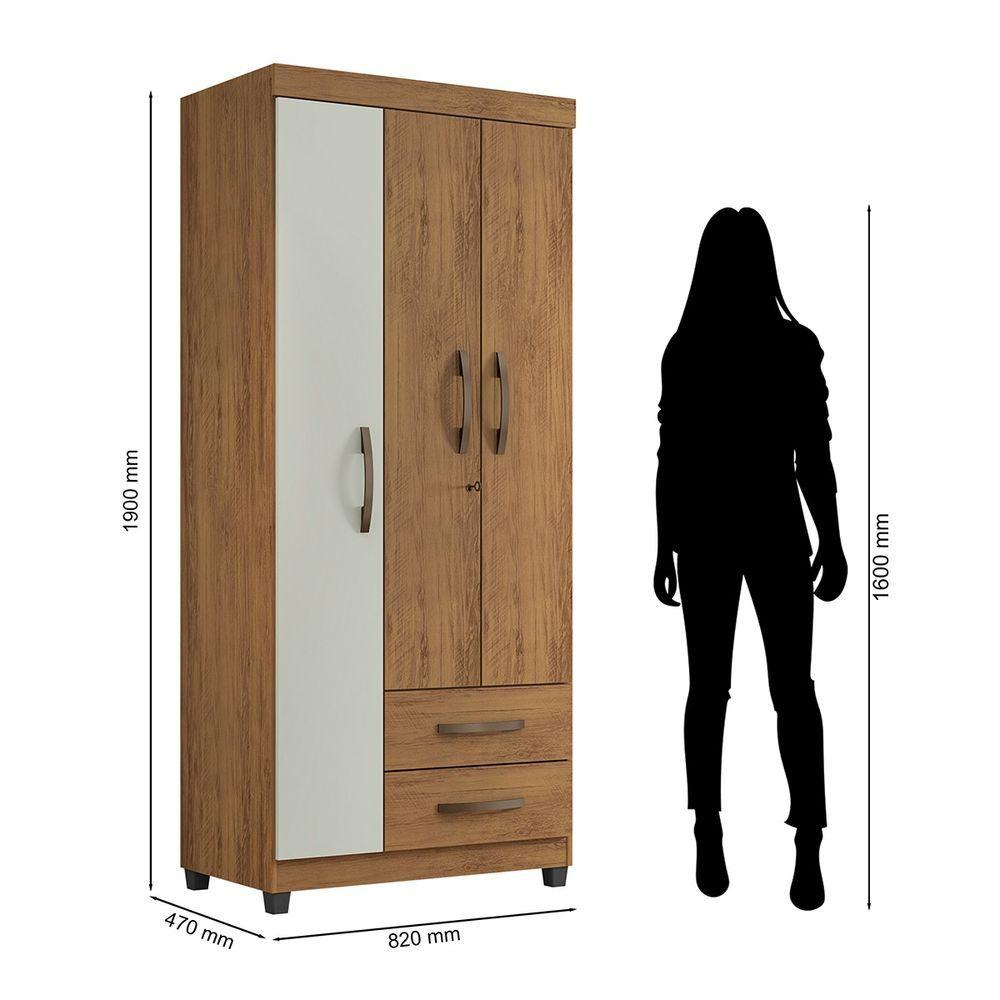 Miniatura Cômoda Com Roupeiro Grécia 2 Portas E 3 Gavetas L01 - Amarena Móveis Freijó/Cinza Cristal