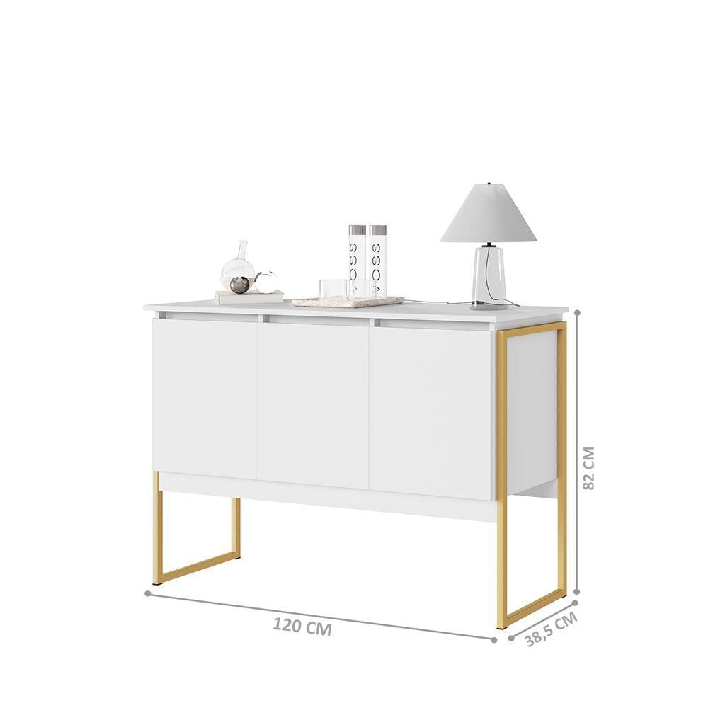 Miniatura Buffet Classico Com 3 Portas Veneza Branco Dourado