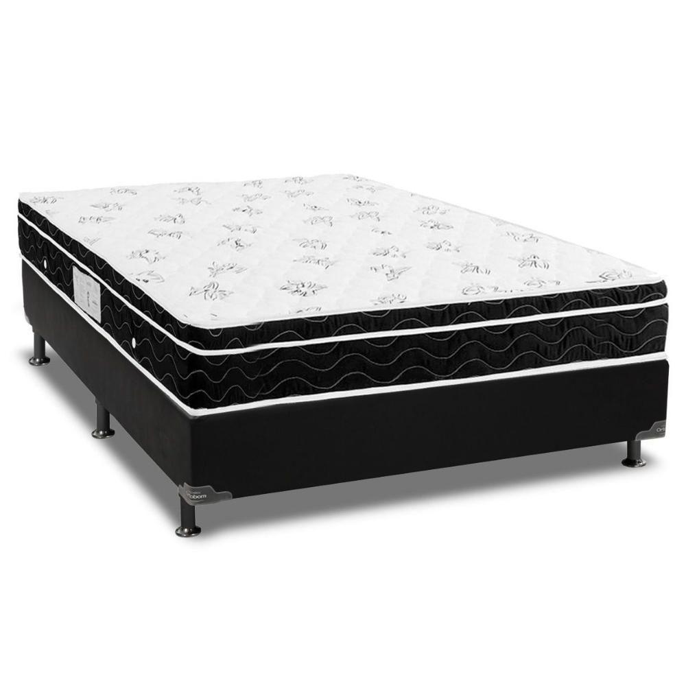 Miniatura Cama Box Viúva: Colchão Molas Bonnel Ortobom Nanolastic Physical Spring + Base Black(128X188)
