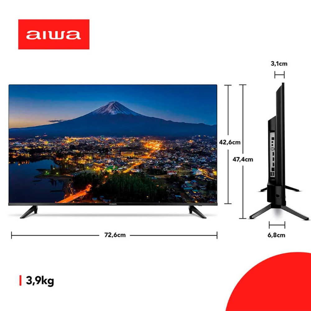 Smart TV D-LED 32 Polegadas AIWA Full HD Android Borda Ultrafina Preto - Bivolt