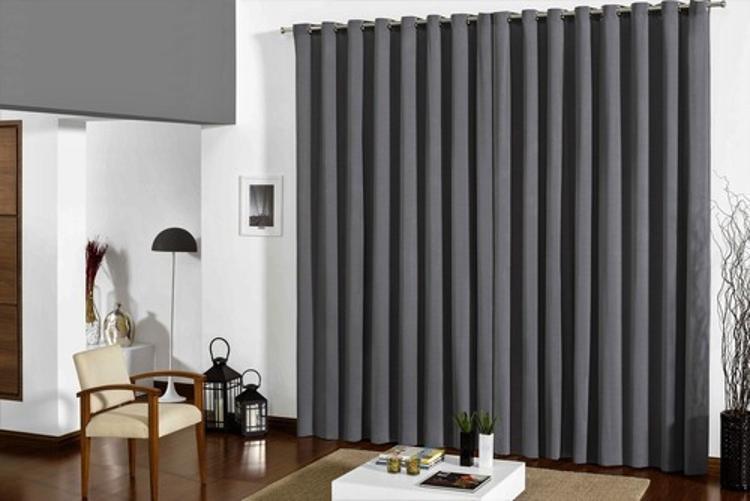 Miniatura Cortina Para Quarto Em Tecido Semi Blackout Cinza 2,60X1,80