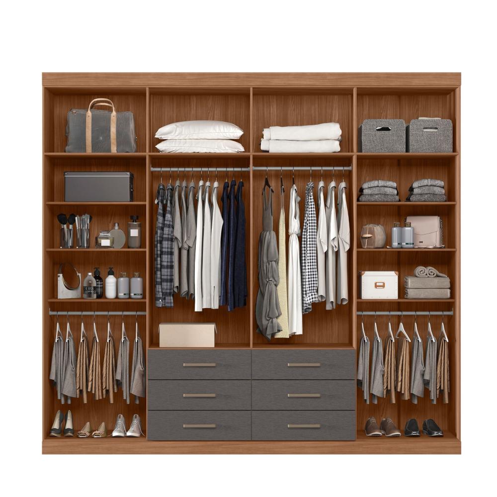Miniatura Guarda Roupa Casal 8 Portas 6 Gavetas Master Grafite/Jatobá