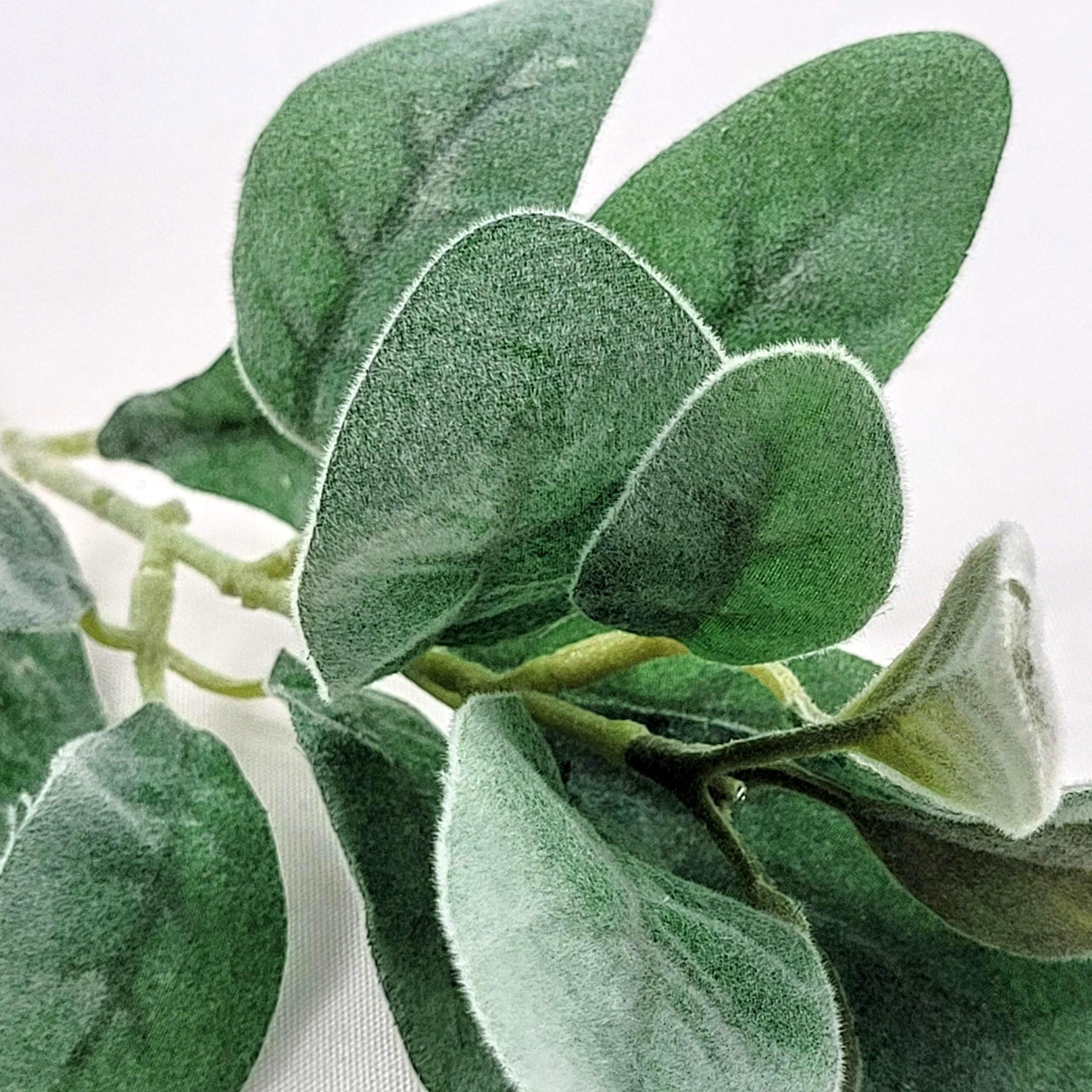 Folha De Orelha De Cordeiro Flocada 37Cm Planta Artificial