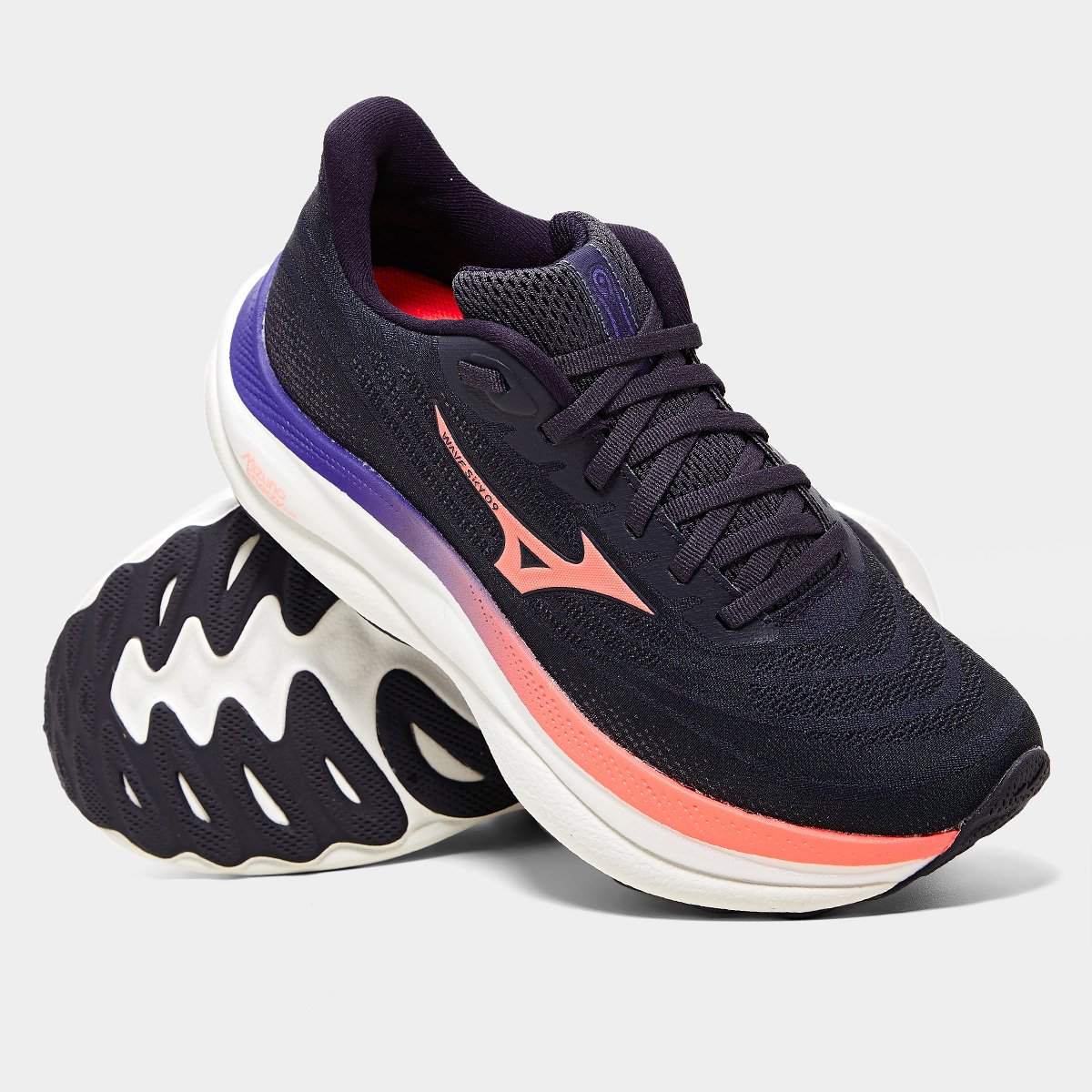 Miniatura Tênis Mizuno Wave Sky 9 Feminino Chumbo+Laranja - 34
