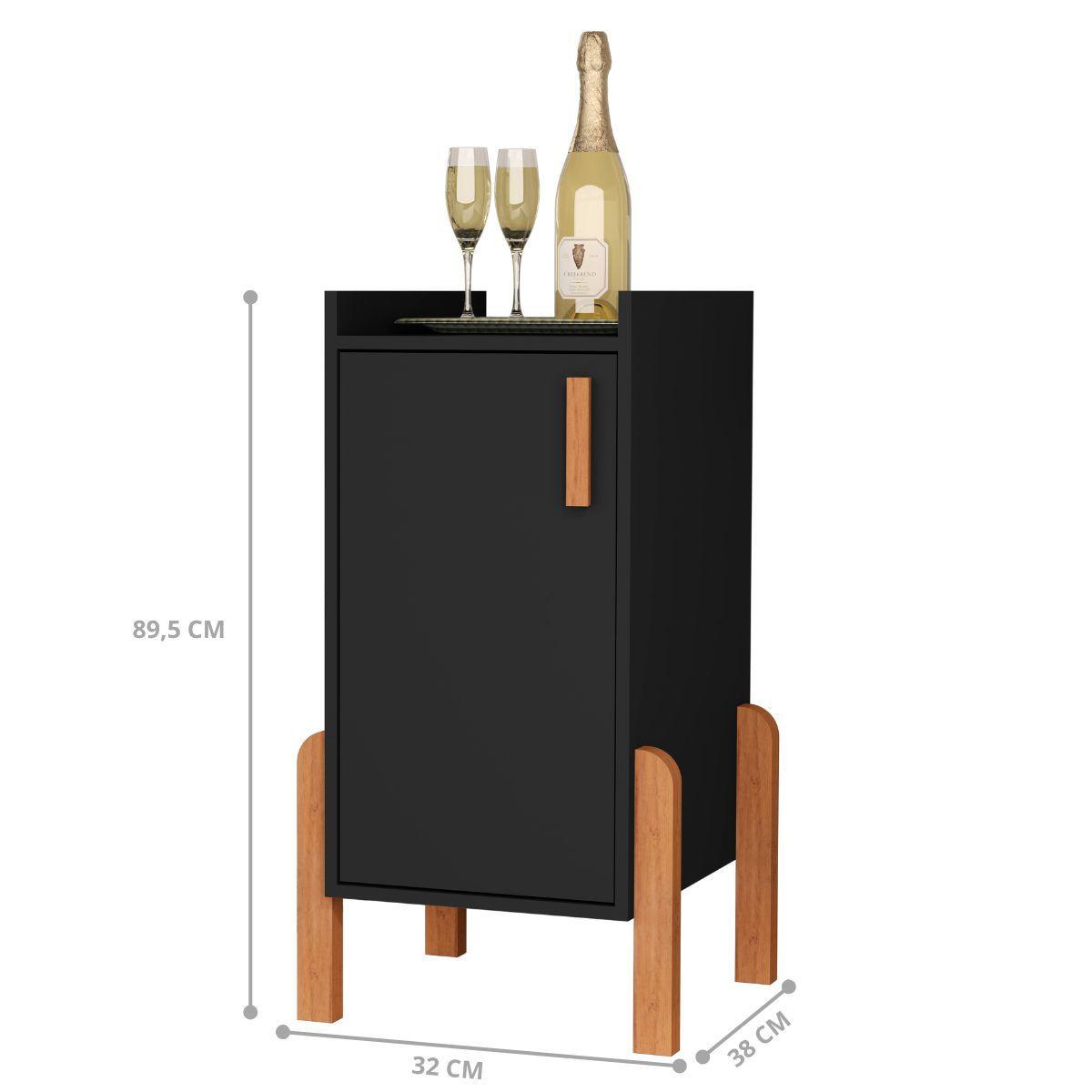 Miniatura Armário Balcão Barzinho Pé Madeira Preto