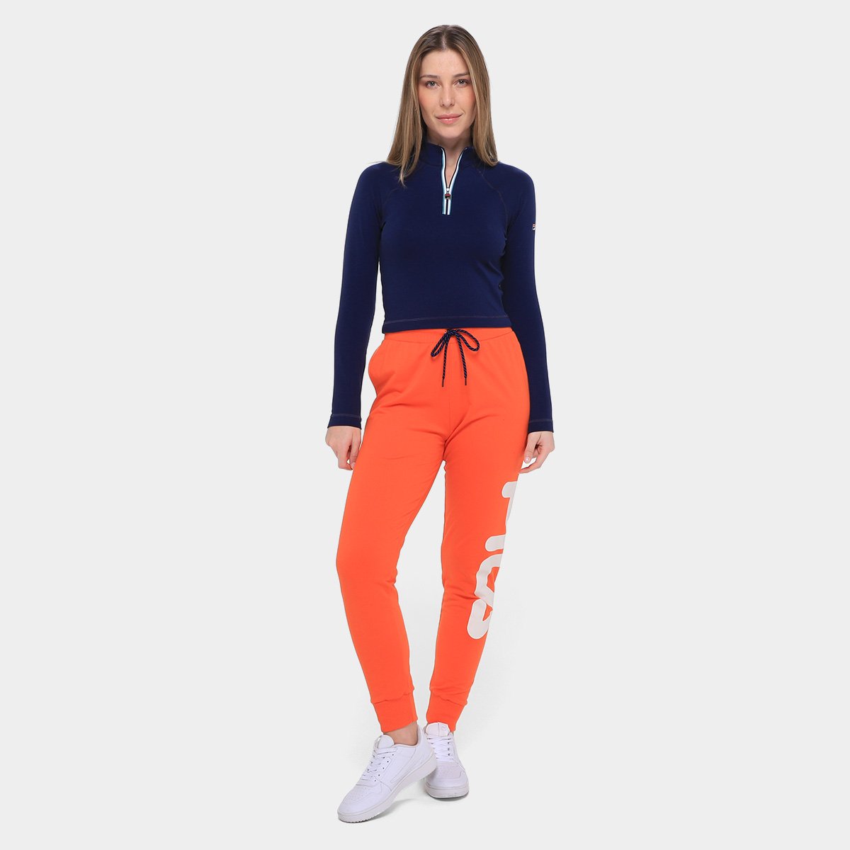 Miniatura Blusa Fila Cropped Manga Longa Sport Club Feminina Marinho - G