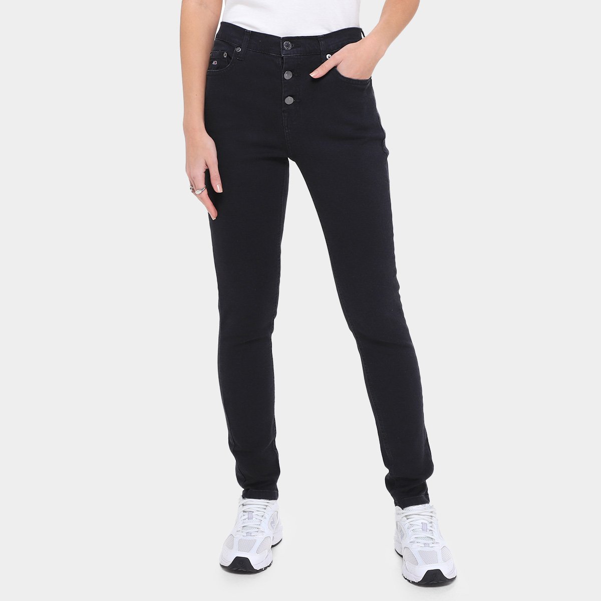 Miniatura Calça Jeans Tommy Jeans Ab Nora Md Skn Bf Feminina Preto - 36