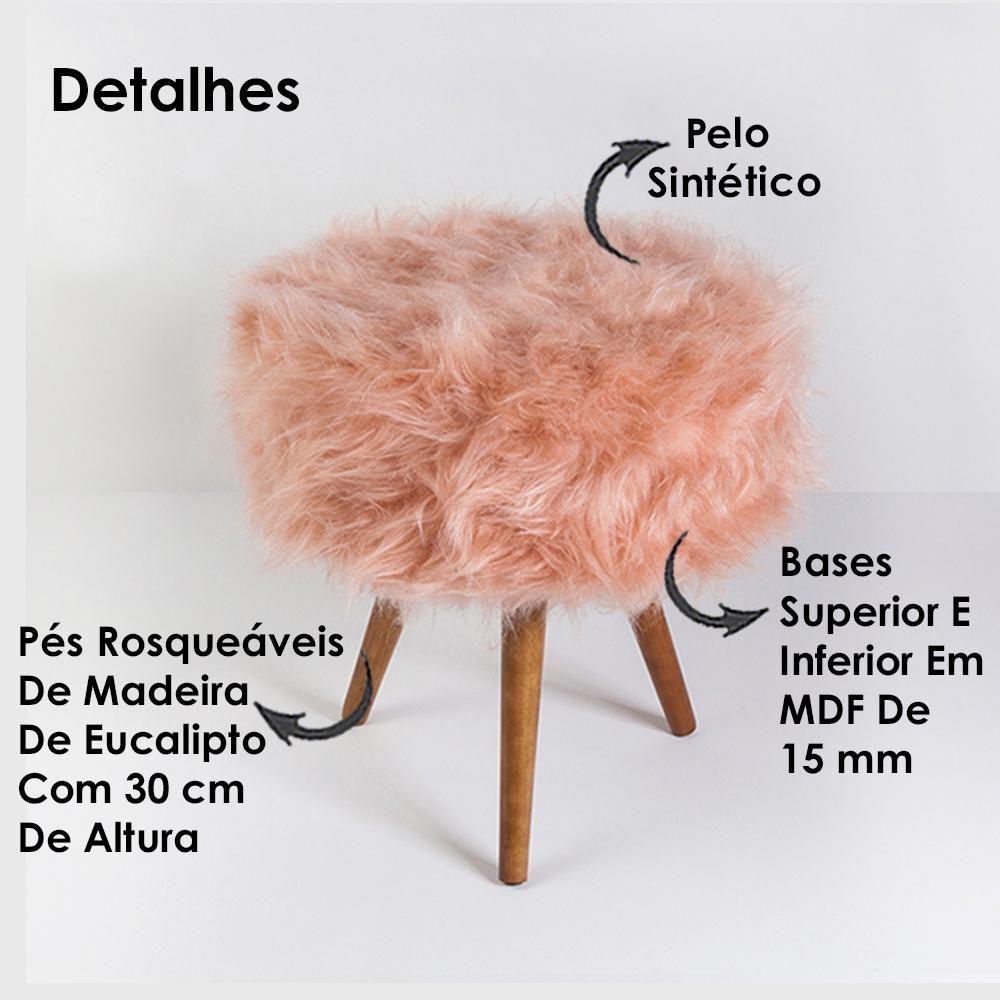 Miniatura Puff Puf Decorativo Tumir Pelo Sintetico Rose Sone Rose