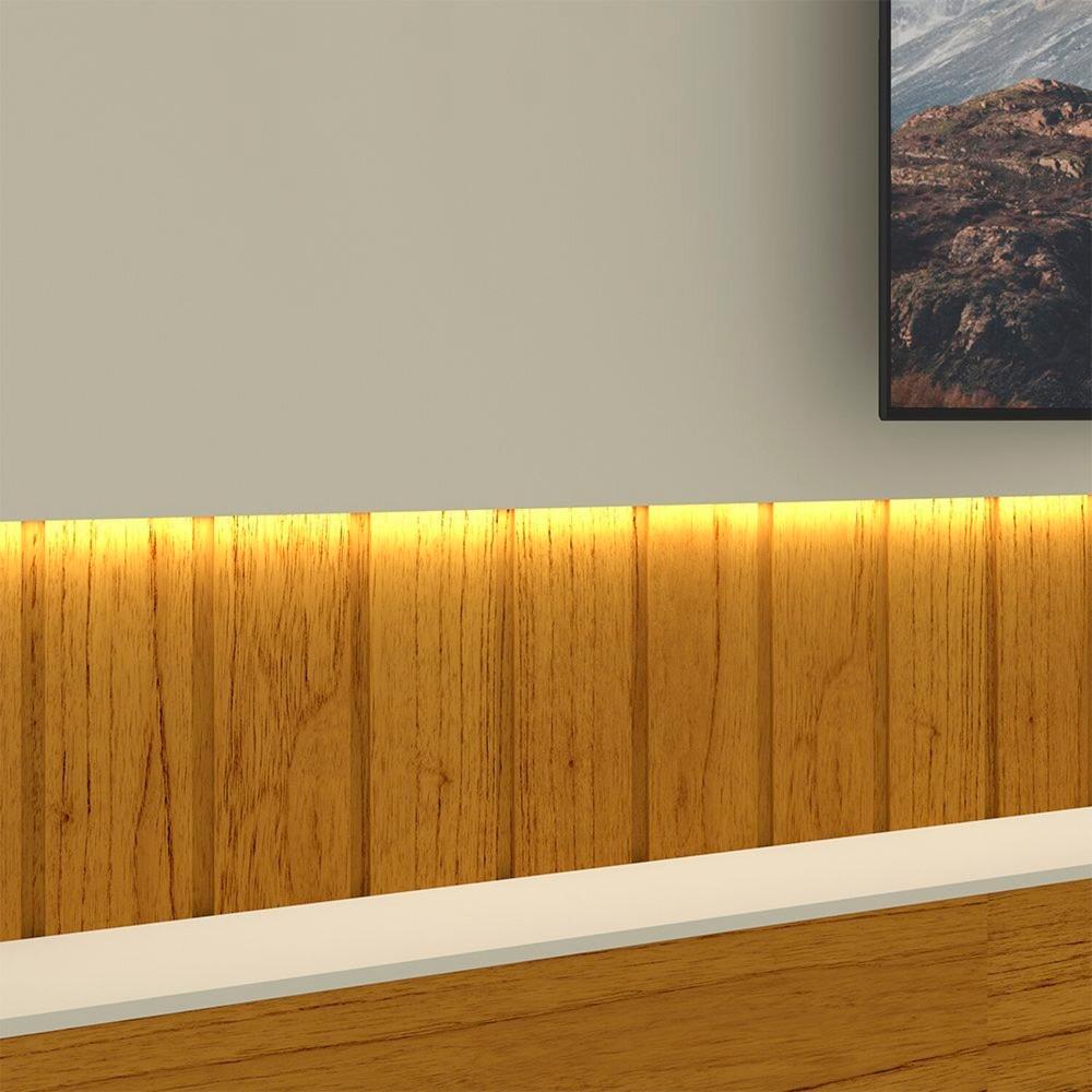 Estante Home Para TV até 85 Polegadas com Led 230cm Soberano Reflecta Naturale/Off White