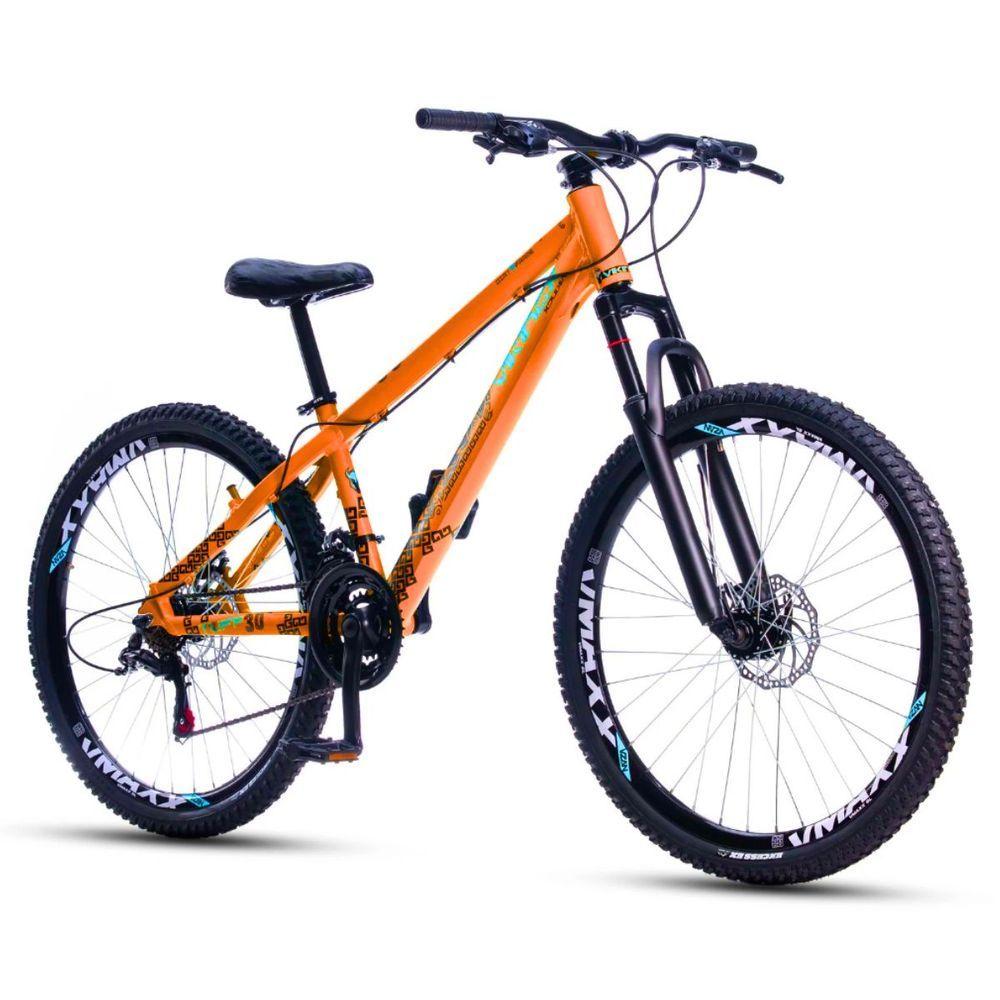 Miniatura Bicicleta Vikingx Tuff 30 Aro 26 21v Shimano Freio A Disco Suspensão Dianteira Alumínio Laranja 13