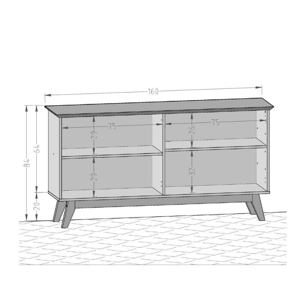 Miniatura Aparador Buffet Com 4 Portas Retrô 160cm Multimóveis Cr50103 Cinamomo Off White