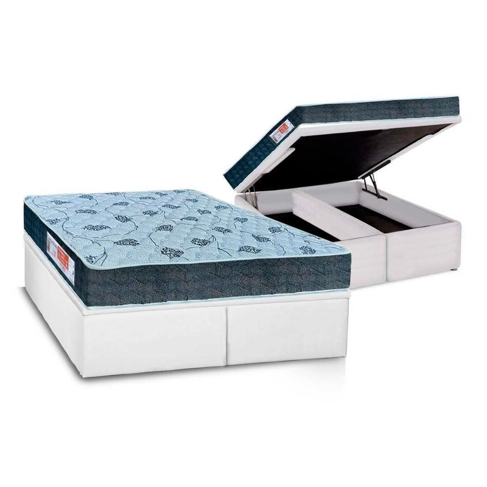 Miniatura Cama Box Baú Queen: Colchão Espuma D45 Orthoflex Comfortpedic Line + Base Crc Courano White(158X198)