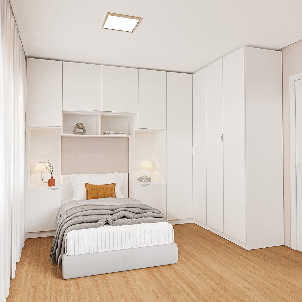 Miniatura Guarda-roupa Modulado de Canto 10 Portas 6 Peças Hera Cabecasa Madeiramadeira Branco Geada/Cinza