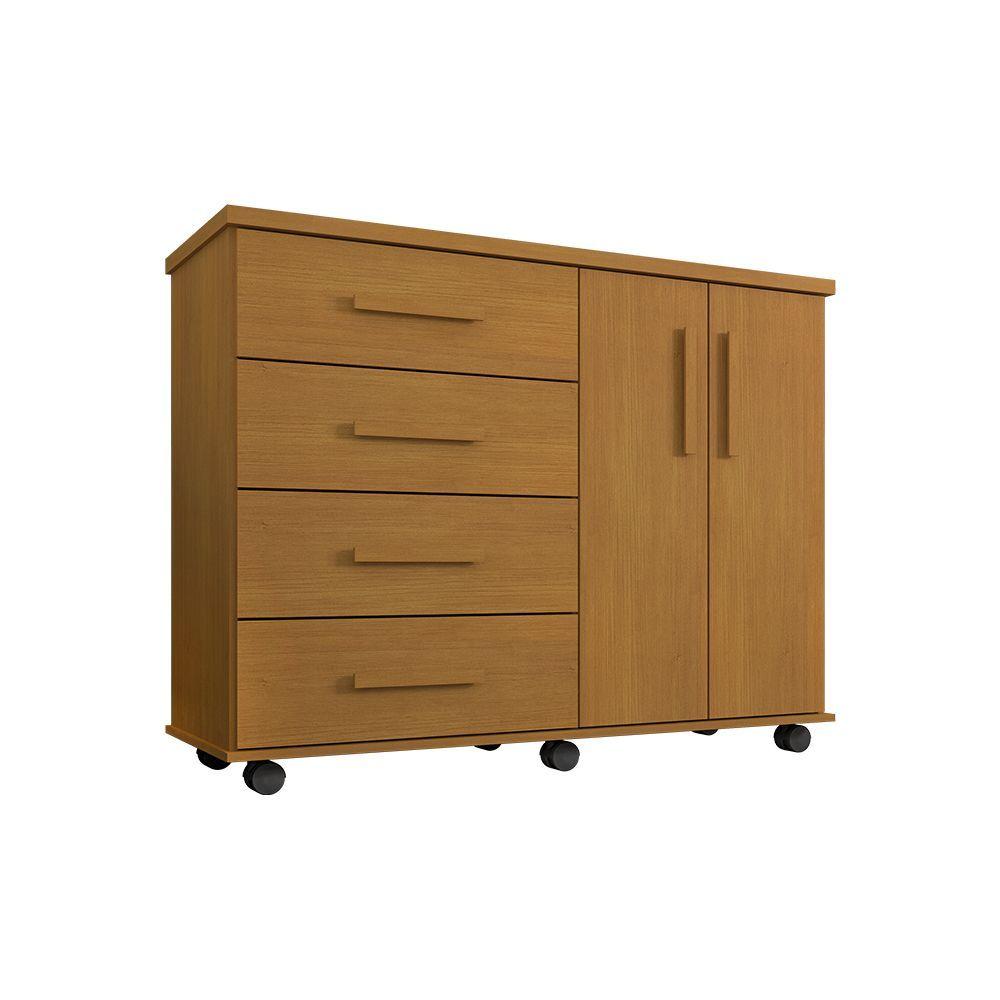 Miniatura Cômoda Geval Encanto Com 04 Gavetas 02 Portas E Rodízios - Nature - Cor: Marrom