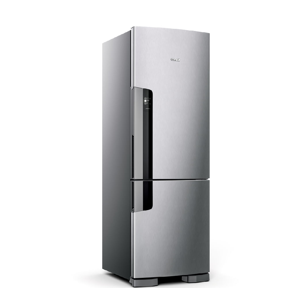 Miniatura Geladeira Consul Frost Free Duplex 397 litros Evox com freezer embaixo - CRE44BK 110V