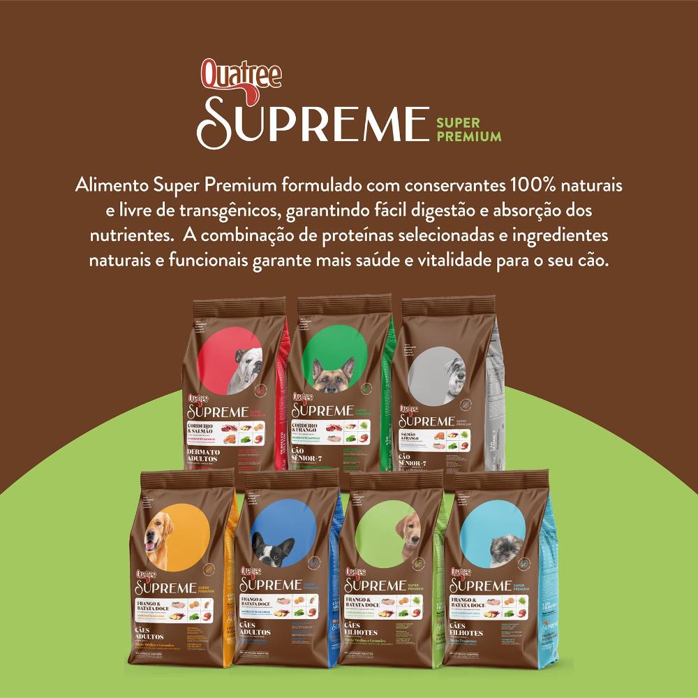Ração Seca Quatree Supreme Frango e Batata Doce Cães Filhotes Raças Médias e Grandes - 15 Kg