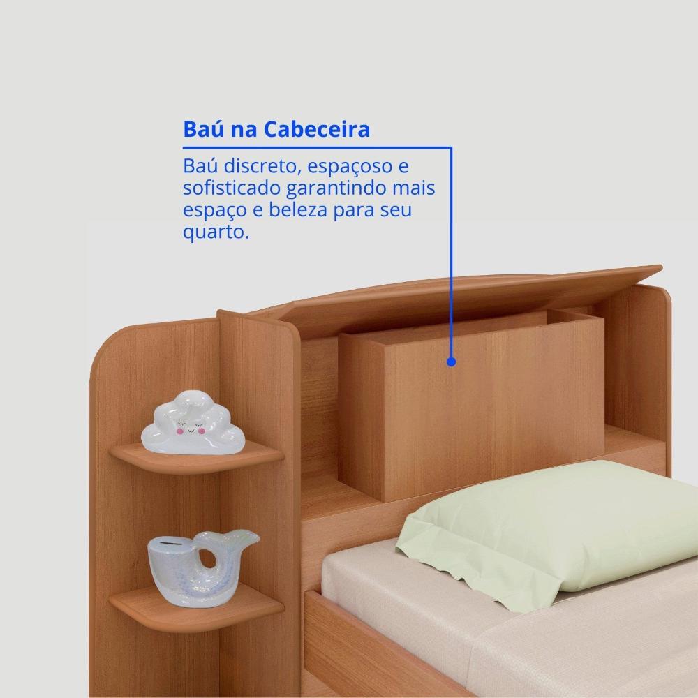 Quarto Infantil Completo com Guarda-Roupa Cama 100% MDF e Cômoda Angel Cinamomo / Off White