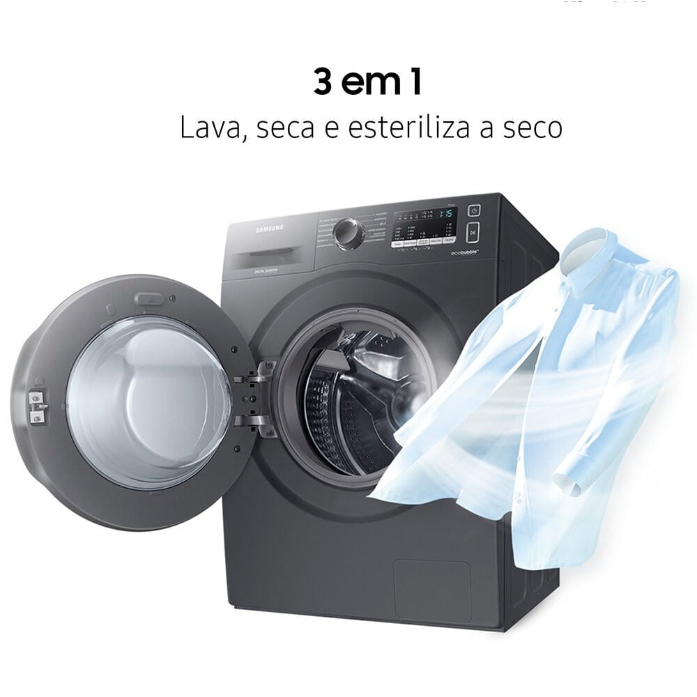 Miniatura Lava e Seca Samsung Ecobubble 11 Kg Smart Check WD11A Inox Look - 110V