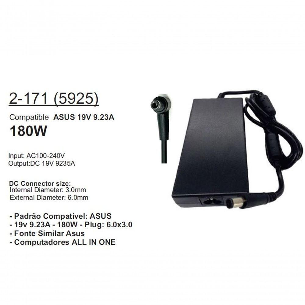 Miniatura Fonte Notebook 19,5v 9.23a 6.0x3.7mm 2-171