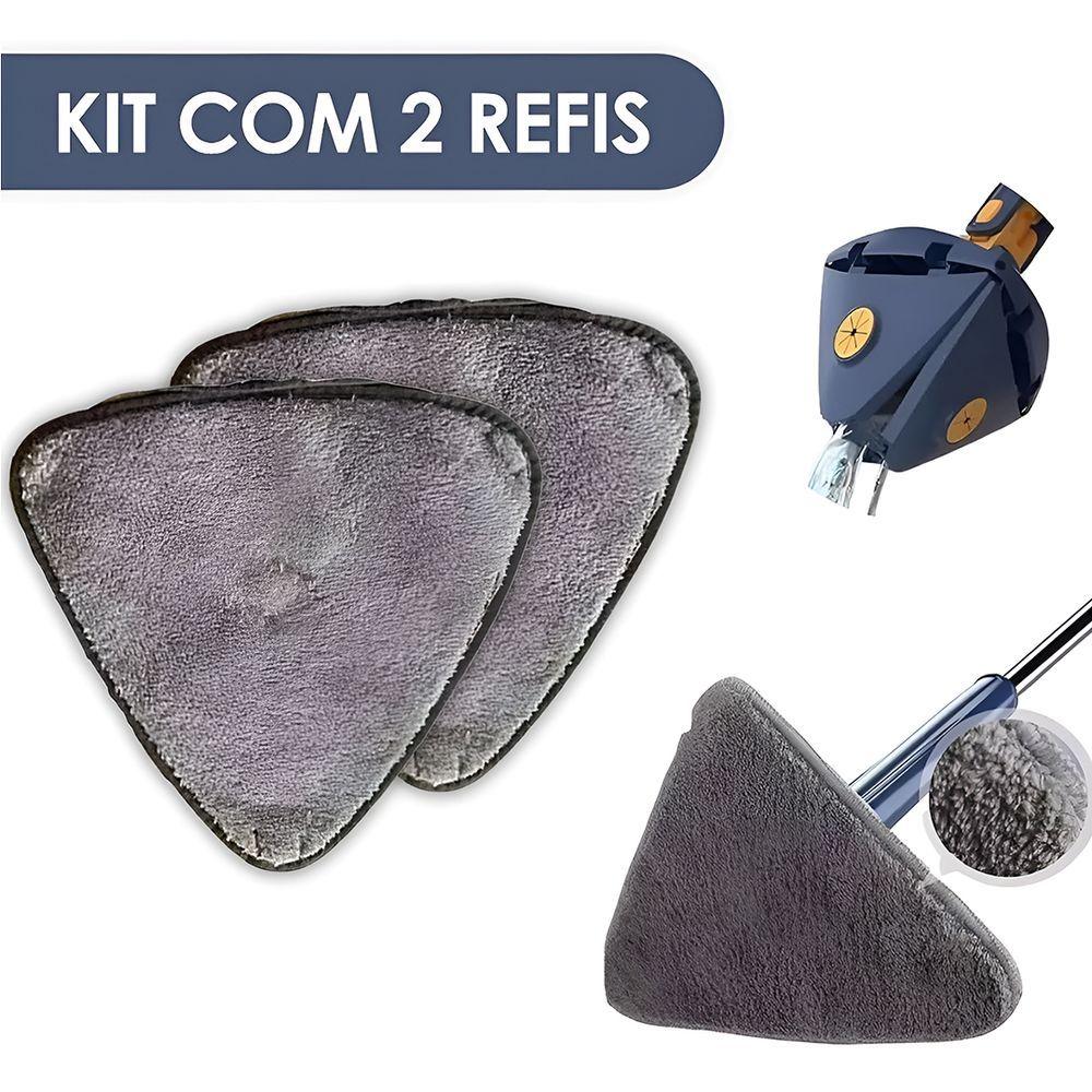 Miniatura Mop Multiuso Giratório 360 Triangular Com 2 Refis Removíveis Para Limpeza De Piso