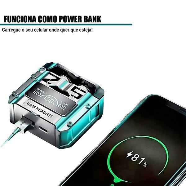 Miniatura M25 Fone De Ouvido Sem Fio Gamer Bluetooth V5.3 Led - Prata