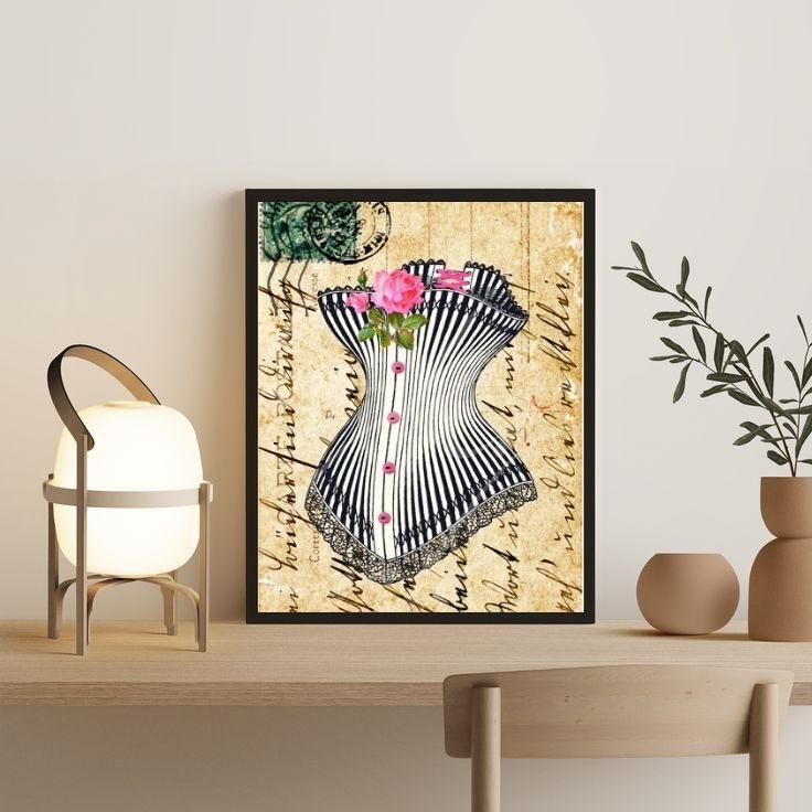 Miniatura Quadro Decorativo Vintage Corpete 24X18Cm