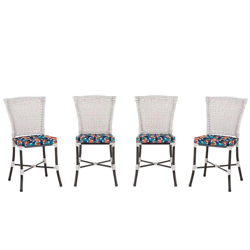 Miniatura Cadeira De Jantar Reforçada Em Alumínio E Fibra Estofado Impermeavel 4 Unidades Capuccinomarmore Z22