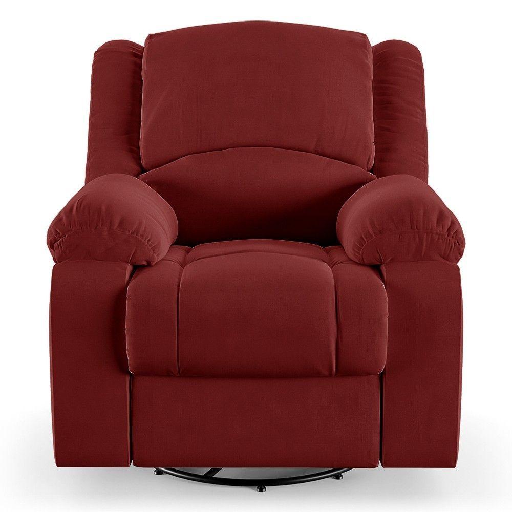 Poltrona Do Papai Reclinável Pietra Glider Giratória Fh9 Veludo Vermelho - Mpozenato