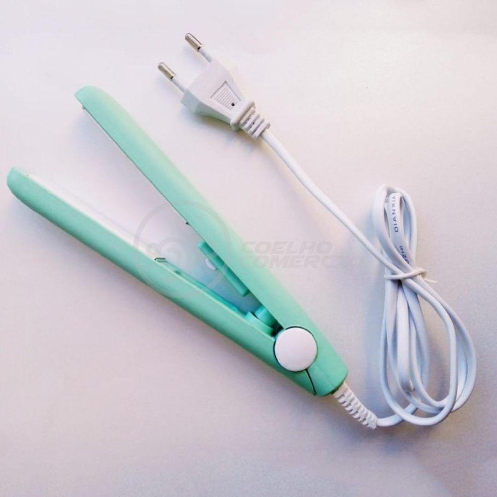 Miniatura Mini Chapinha Prancha Portátil 17cm Bivolt 110v220v Azul Bivolt