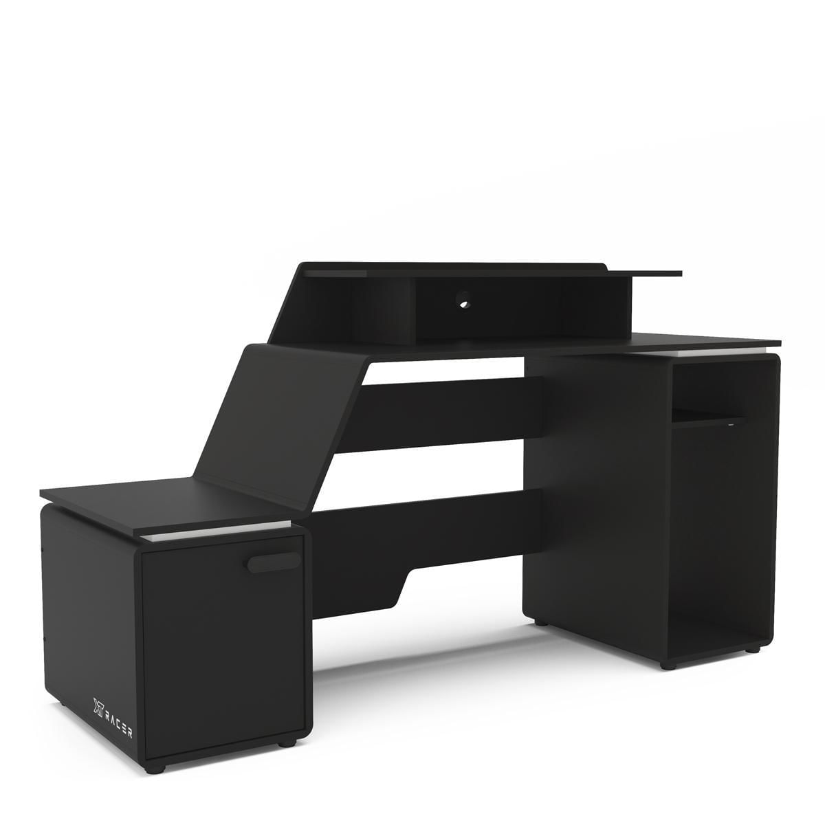 Miniatura Mesa Gamer E Escritório Xt Racer Space Two Preta Detalhe