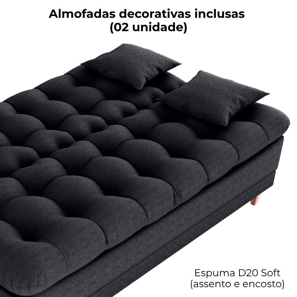 Sofa Cama 2 Lugares 185 Cm Duda Tecido Pompeia G501 Chumbo Milani Store Chumbo