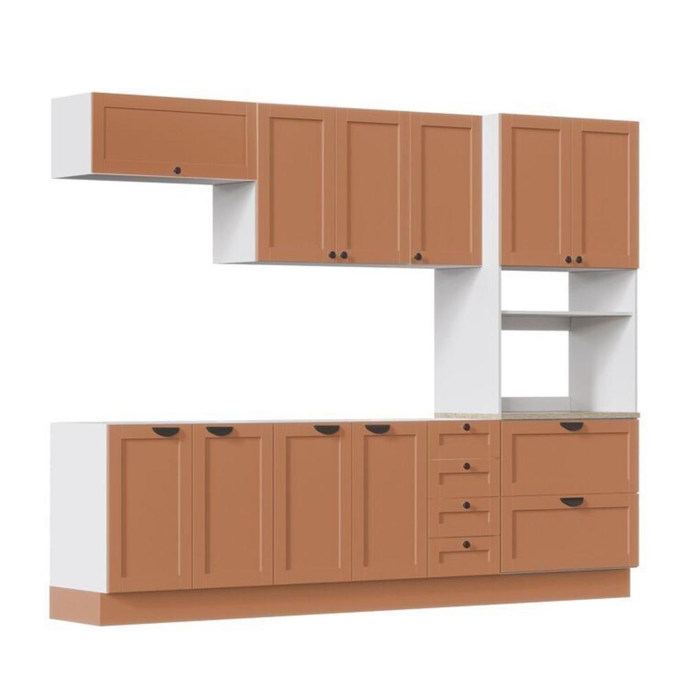 Miniatura Cozinha Modulada 5 Peças 1 Torre 2 Aéreos 2 Balcões Arizona Arizona Cabecasa Madeiramadeira Branco/Terracota