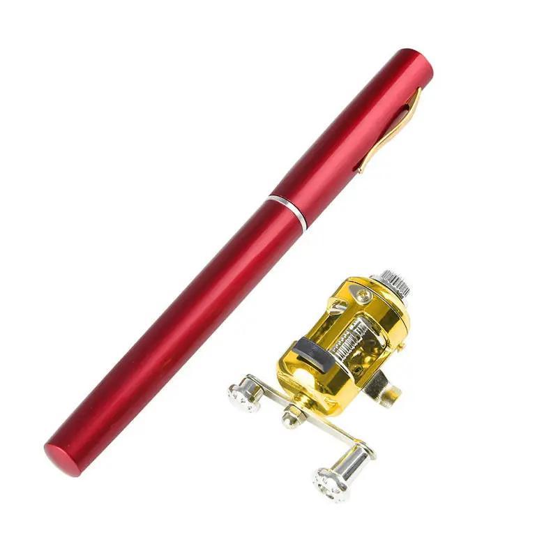 Miniatura Mini Vara De Pesca Telescópica Caneta Carretilha-Vermelho