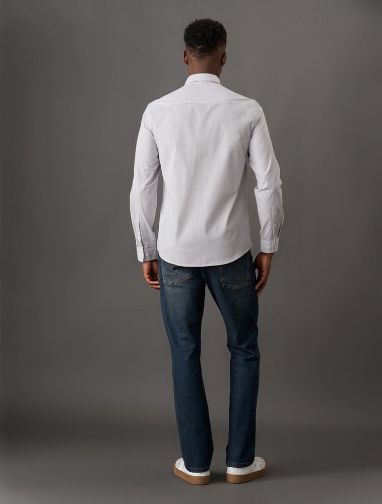 Miniatura Camisa Masculina Slim Fio 50 Calvin Klein Jeans - Branco Camisa Masculina Slim Fio 50 Calvin Klein Jeans Branco g