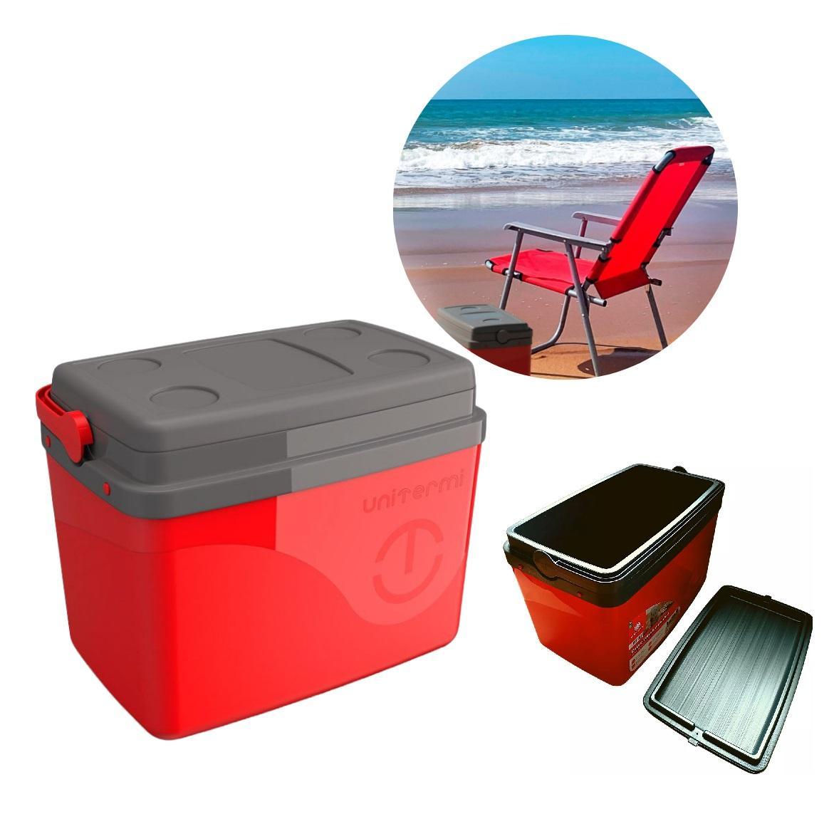Miniatura Caixa Térmica Cooler Com Alça 30 Litros 45 Latas Vermelha