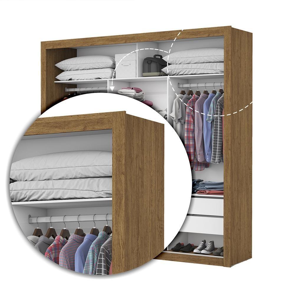 Guarda Roupa Roupeiro Clarice 3 Portas De Correr 4 Gavetas Carioca Cinamomo