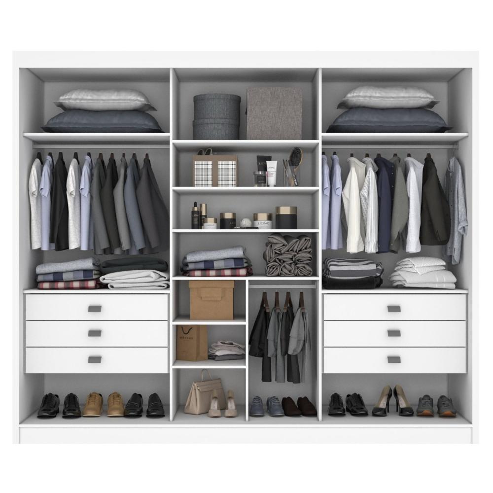 Miniatura Guarda Roupa Espelhado Casal 3 Portas 6 Gavetas 100% MDF Qatar Branco