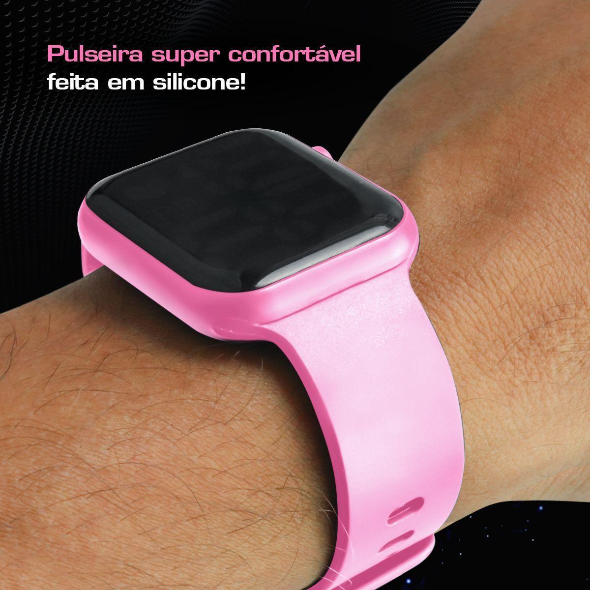Miniatura Relogio Digital Infantil Rosa Barbie + Oculos Proteção Uv