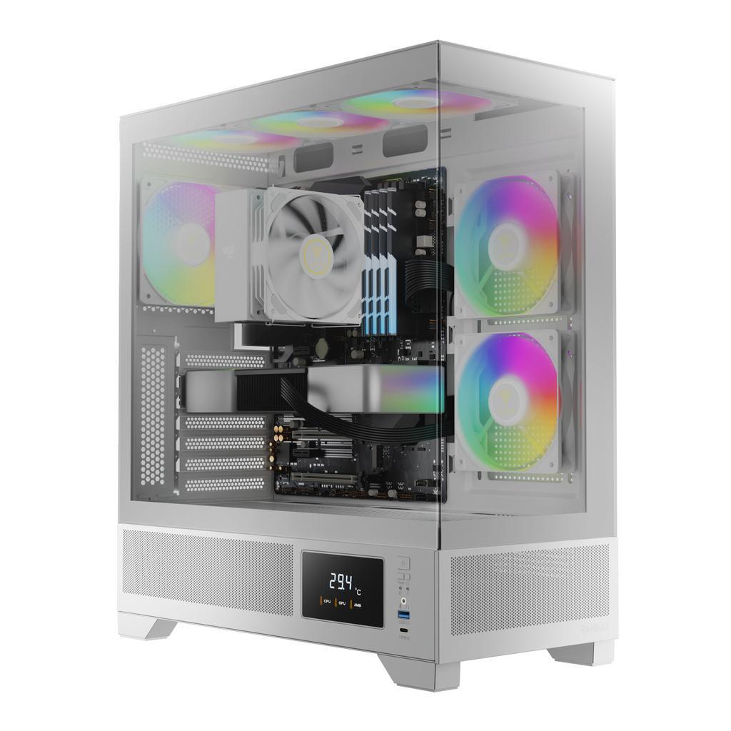 Miniatura Gabinete Gamer Gamdias Atlas M1 Wh Com 3 Fans Rgb Atx Branco