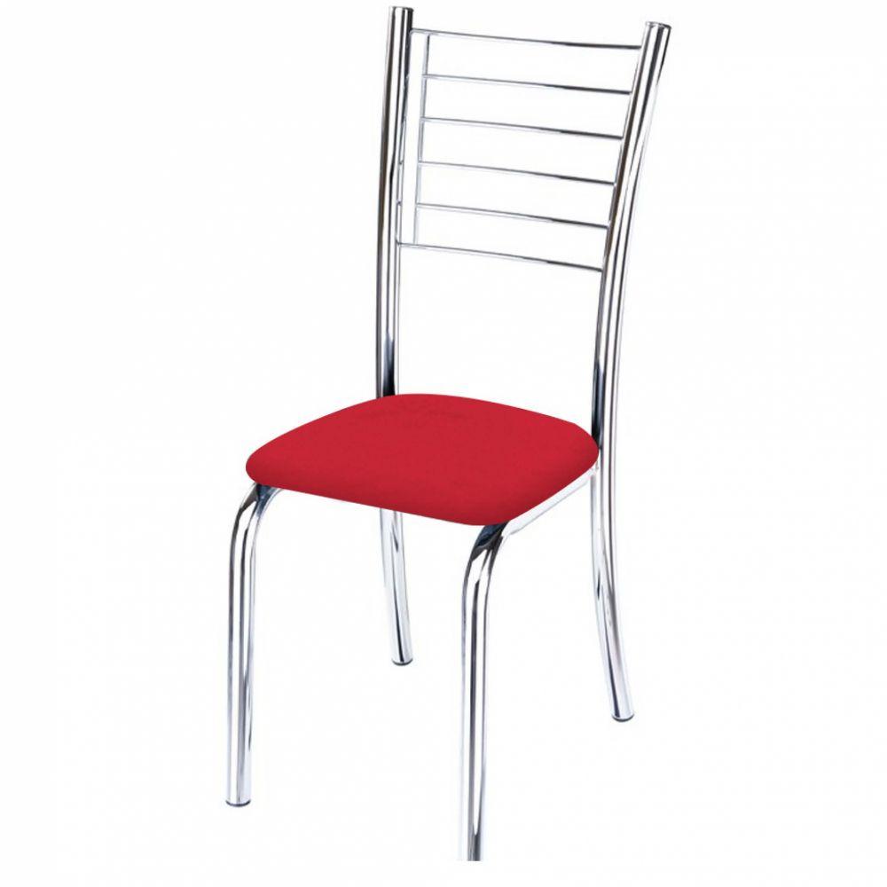 Miniatura Kit 10 Cadeiras Iara Cromada Para Cozinha Vermelho