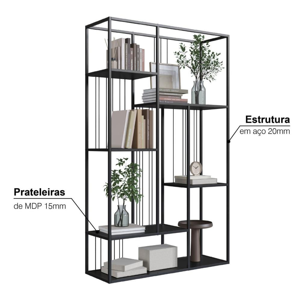 Estante Biblioteca Decorativa com 5 Prateleiras Málaga Preto