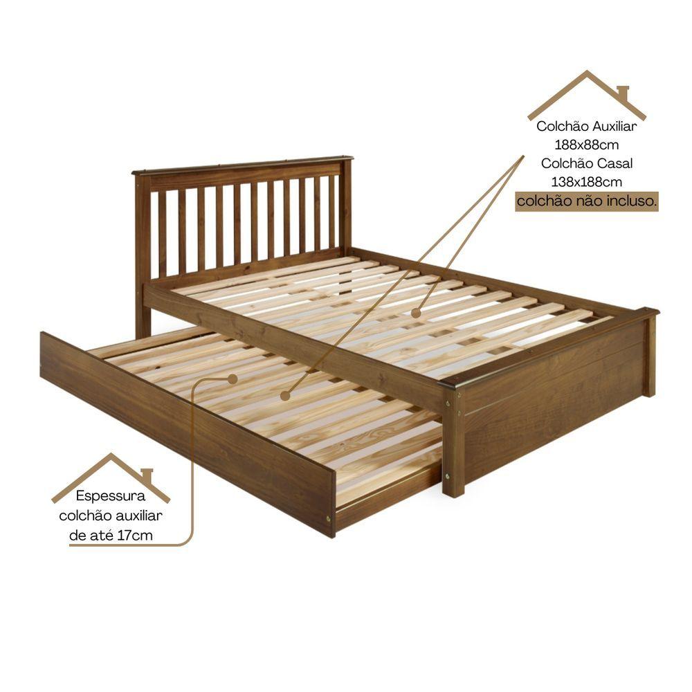 Miniatura Conjunto Cama Casal Inglesa Com Cama Auxiliar Em Madeira Maciça Mv Outlet Castanho