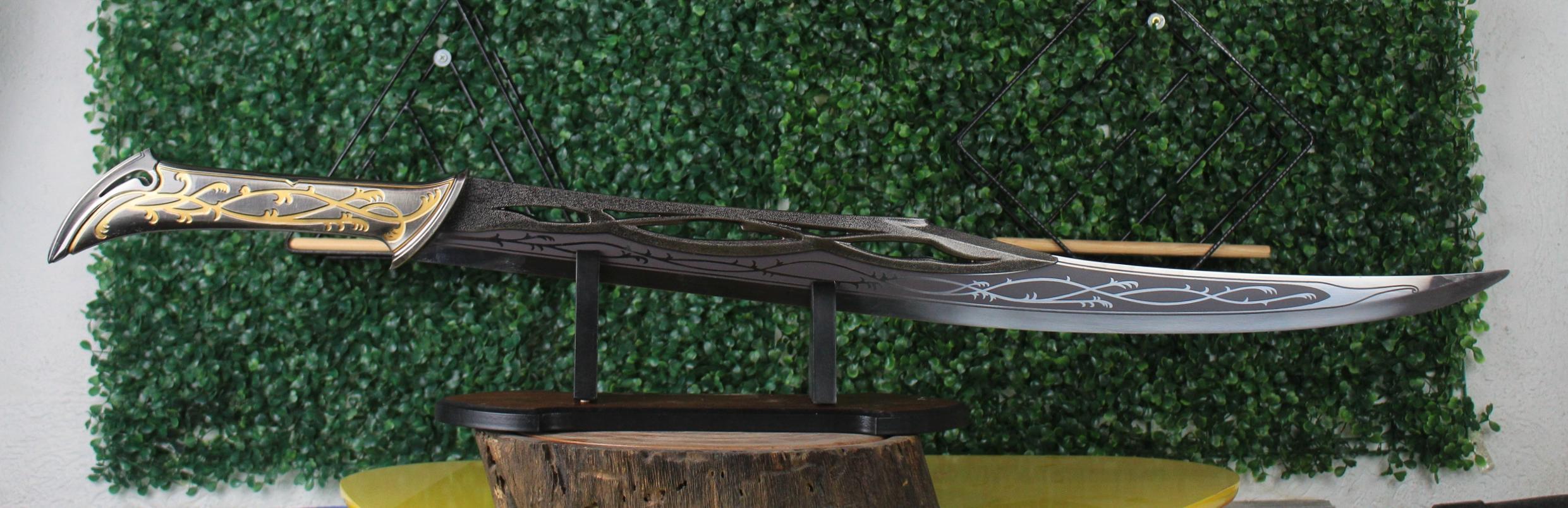 Miniatura Espada Élfica O Senhor Dos Anéis Os Anéis De Poder + Suporte