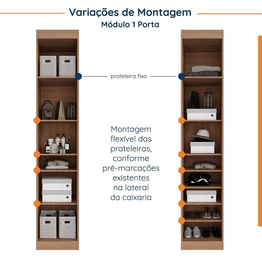 Guarda Roupa Modulado Canto 5 Portas 3 Peças Hera CabeCasa MadeiraMadeira Louro