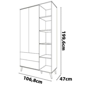 Guarda-Roupa Bartira Ternura com 5 Nichos, 2 Portas, 2 Gavetas + Cômoda Bartira Ternura com 5 Gavetas e 1 Porta Branco Wood