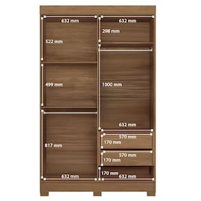 Guarda-Roupa Solteiro Santos Andirá Sarandi com 4 Portas, 2 Gavetas e 4 Prateleiras - 130cm de largura Jatoba