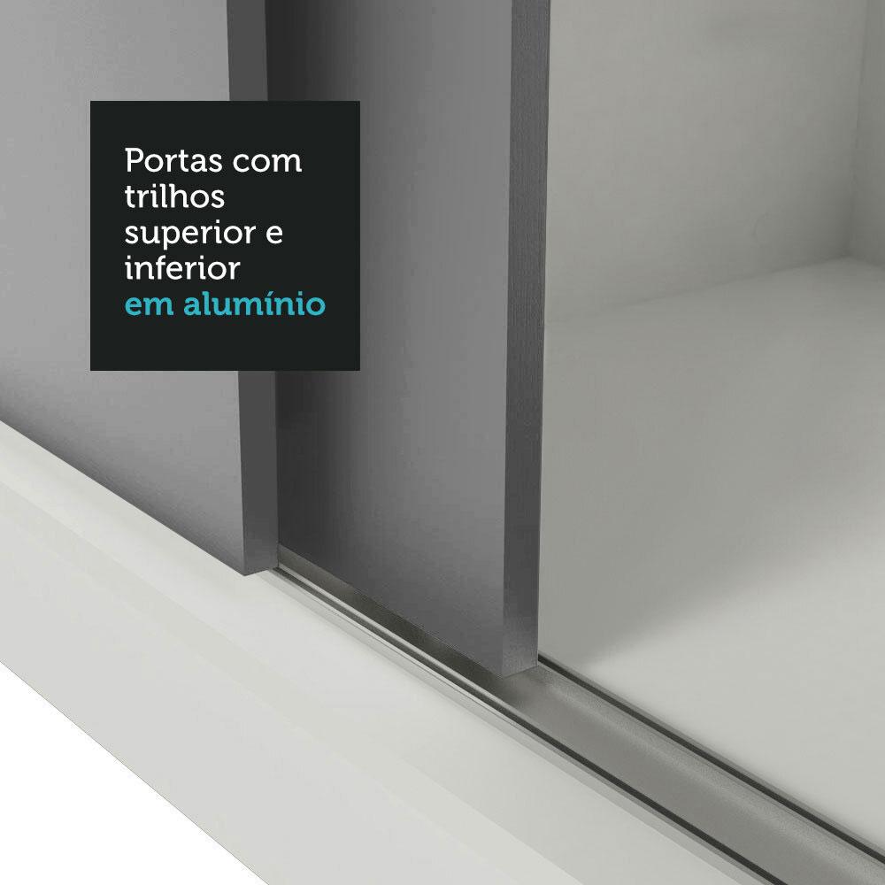 Guarda-Roupa Solteiro 2 Portas de Correr 2 Gavetas Branco/Cinza Vivare Madesa Branco/Cinza